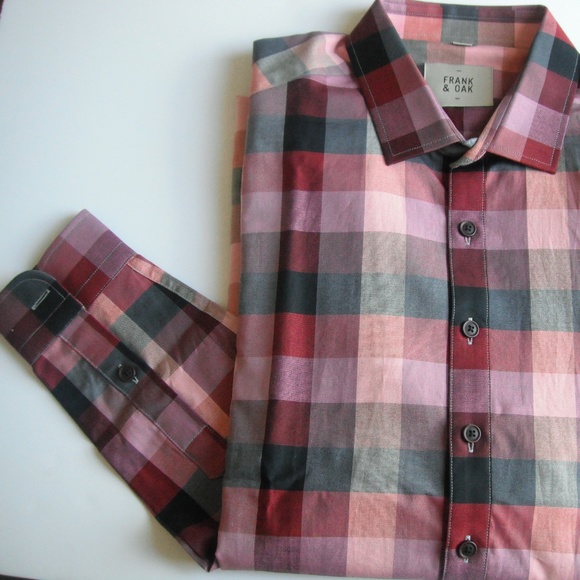 Frank & Oak Multiple Reds Check Long Sleeve Shirt - Picture 4 of 8